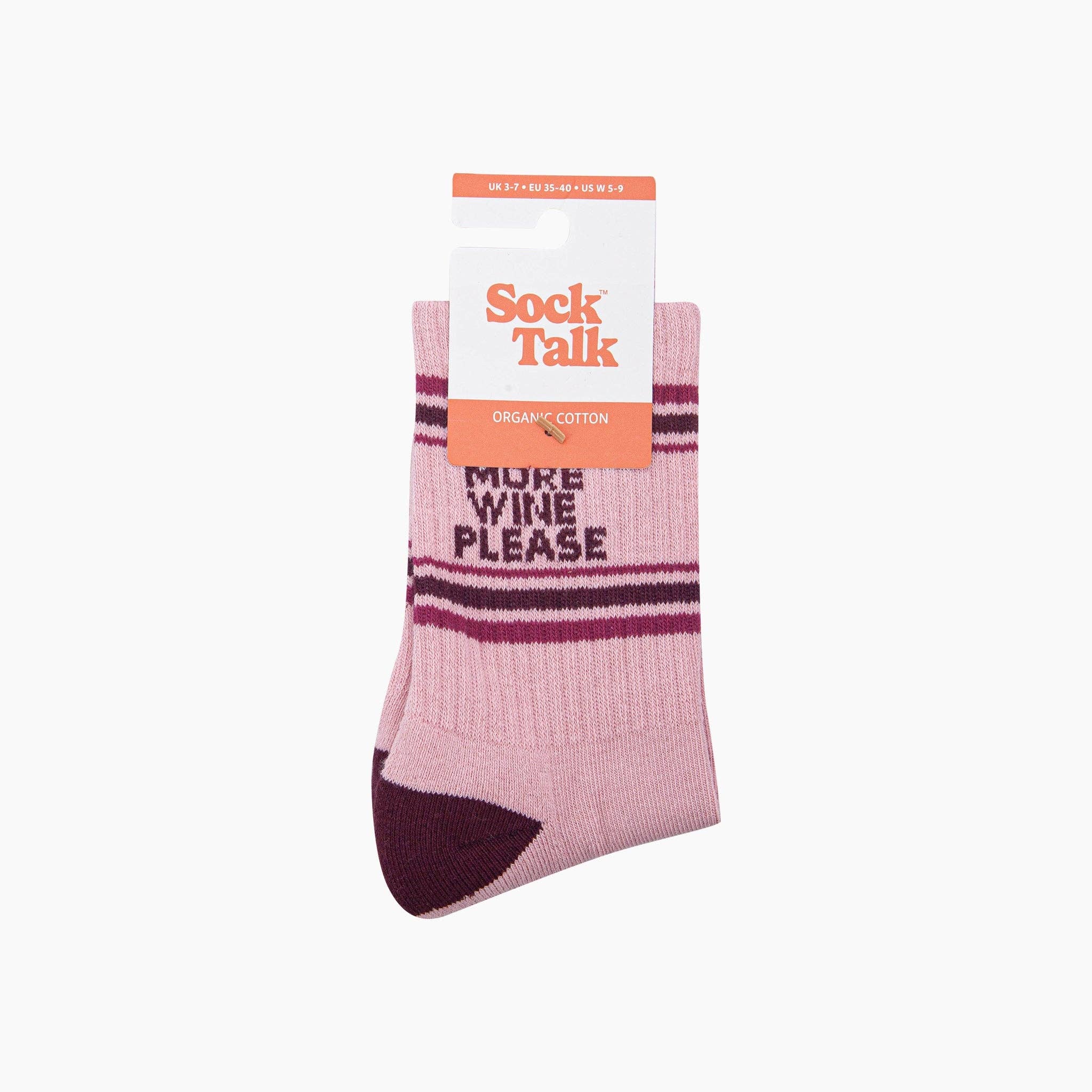 More Wine Please Bamboo Socks - Pink/Burgundy