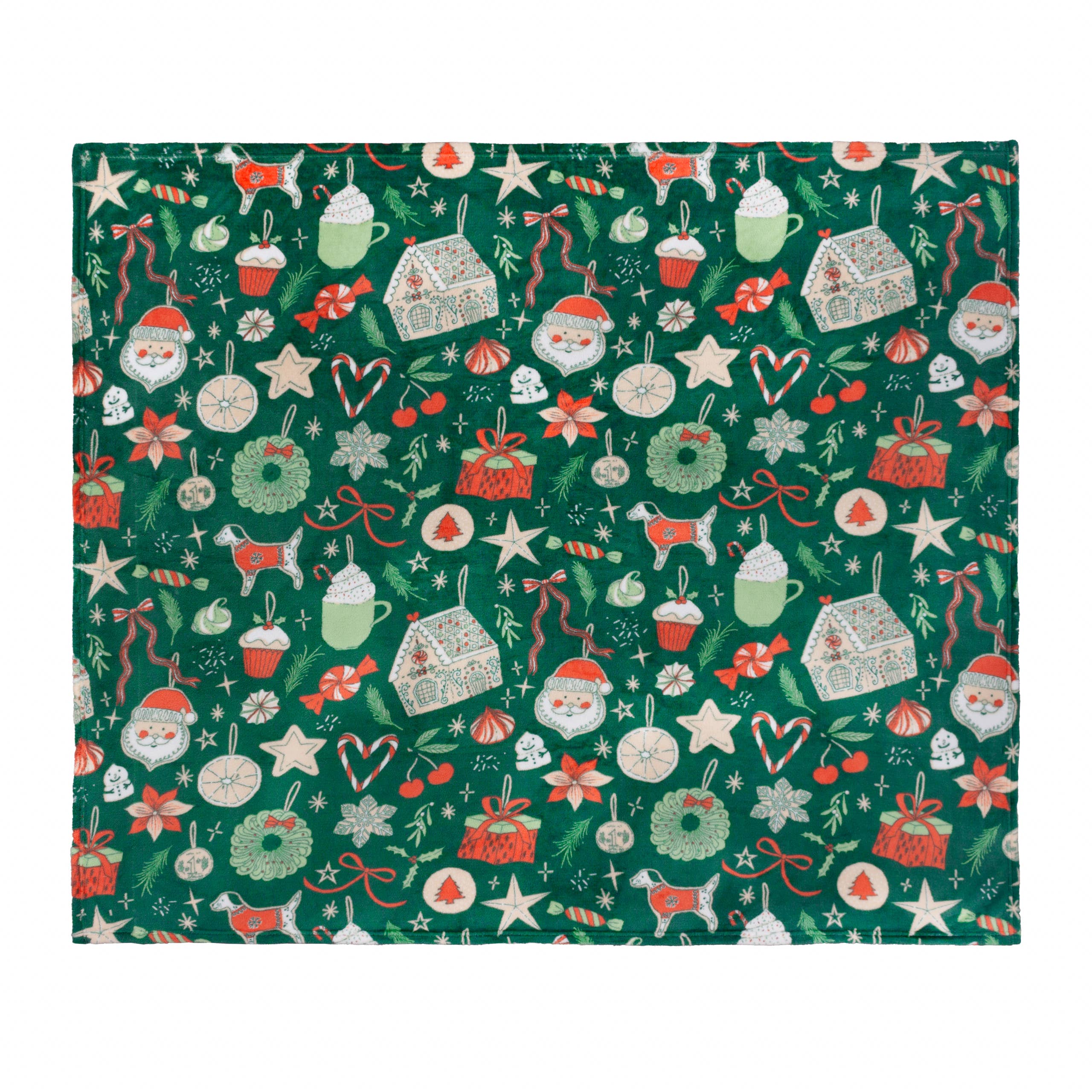 Festive Treats Printed Fleece Throw Emerald