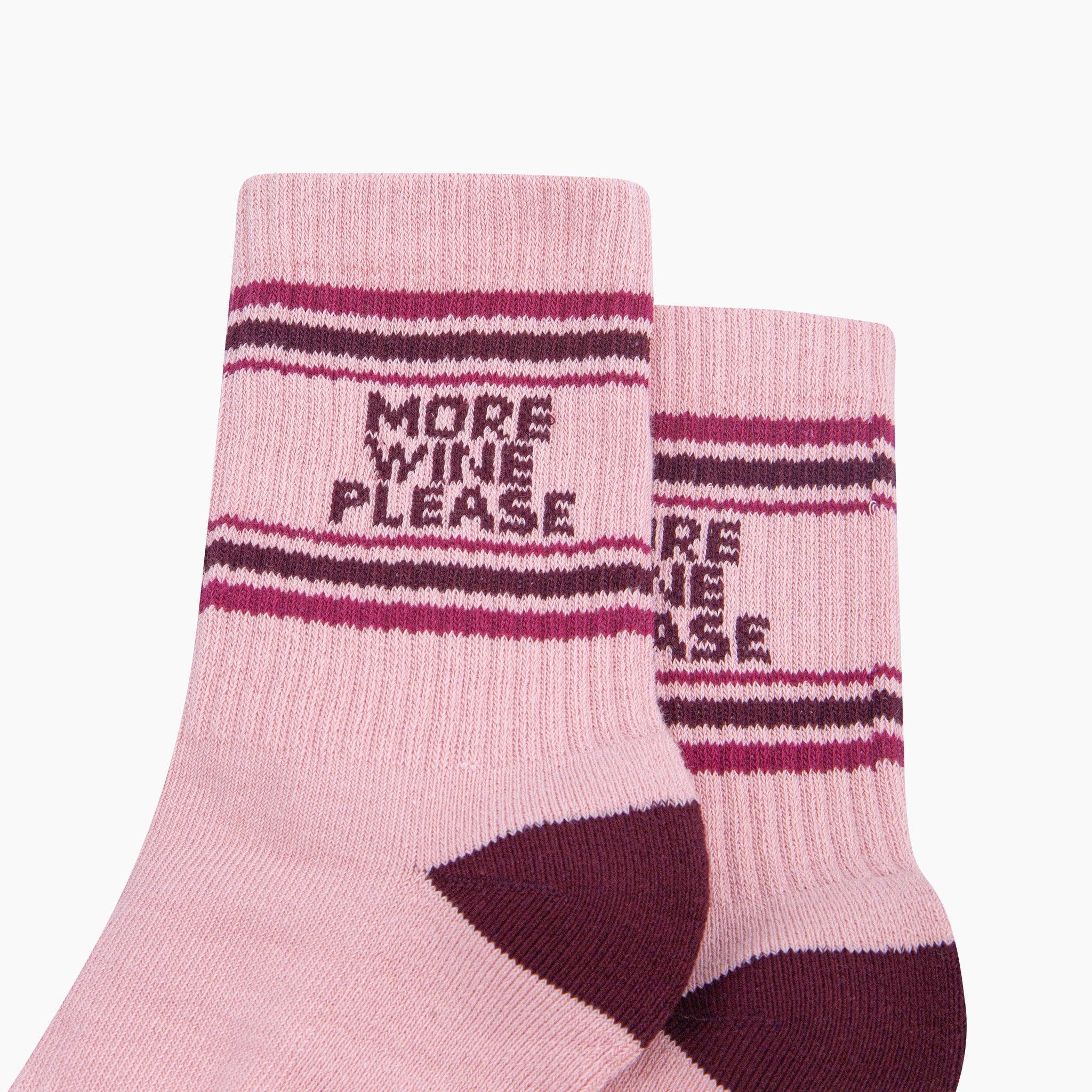 More Wine Please Bamboo Socks - Pink/Burgundy