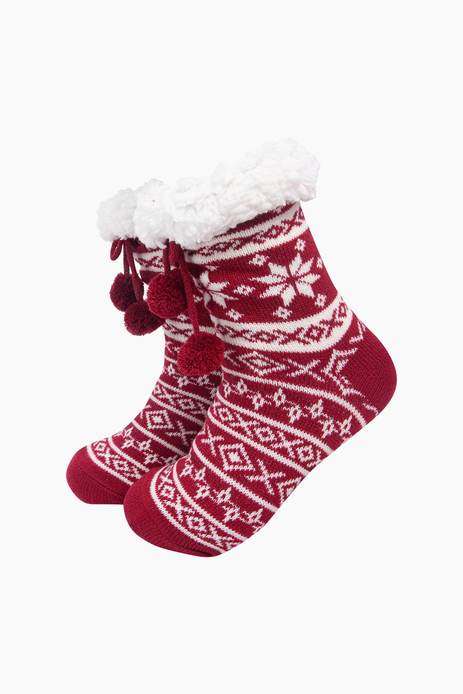 Fireside Nordic Slipper Socks - Red