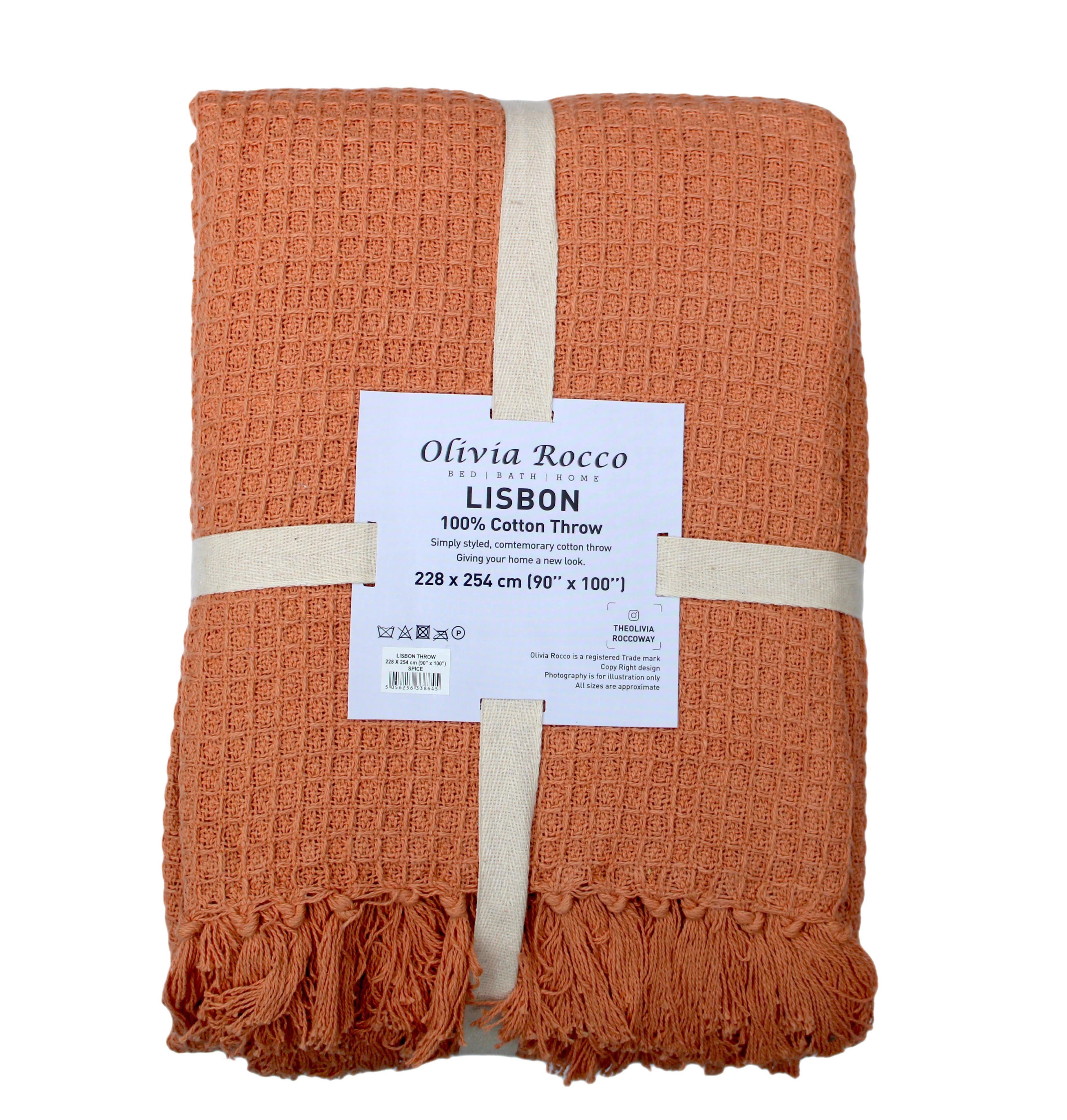 Pure Cotton Honeycomb Throw - Various Colours