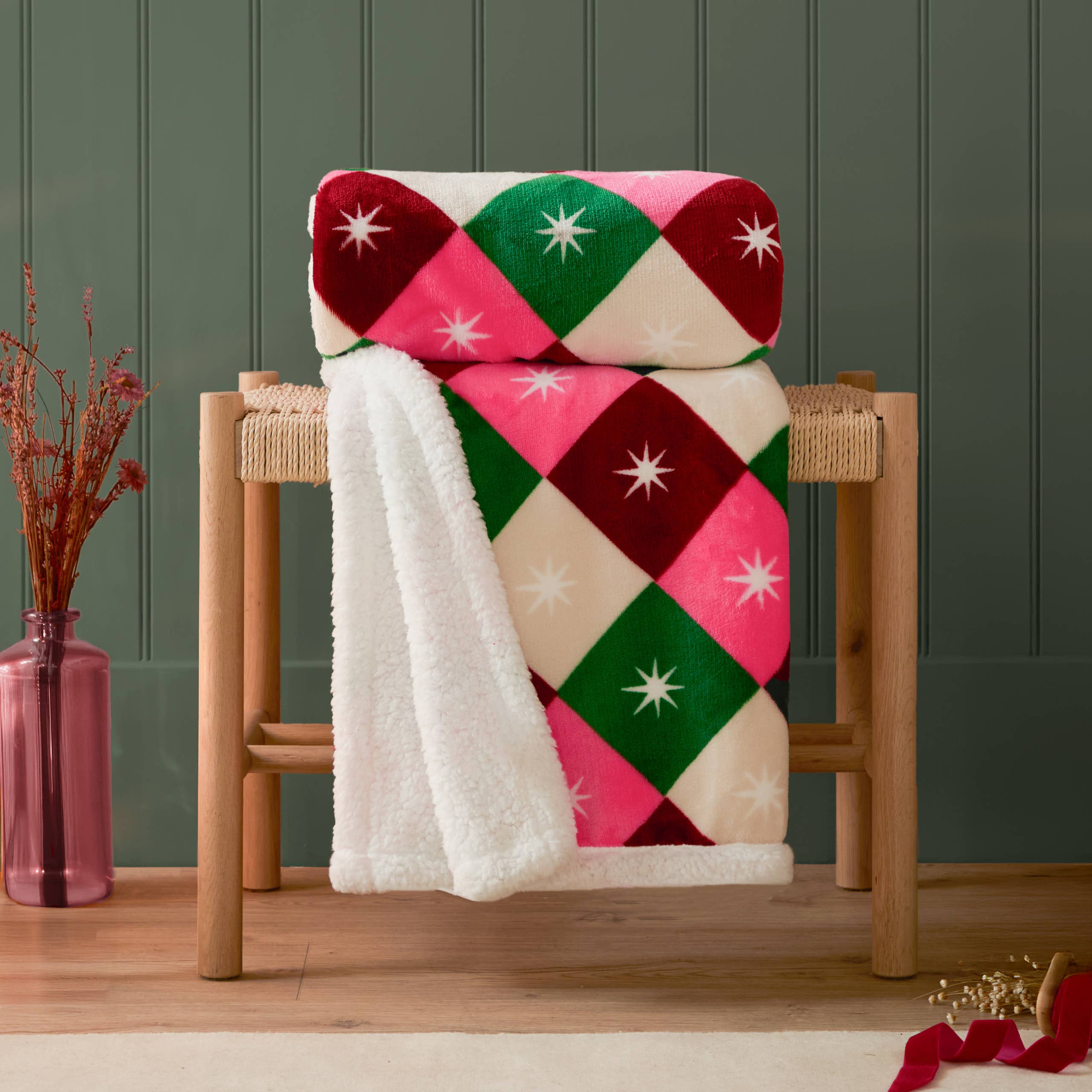 Star Sherpa Fleece Throw Multicolour