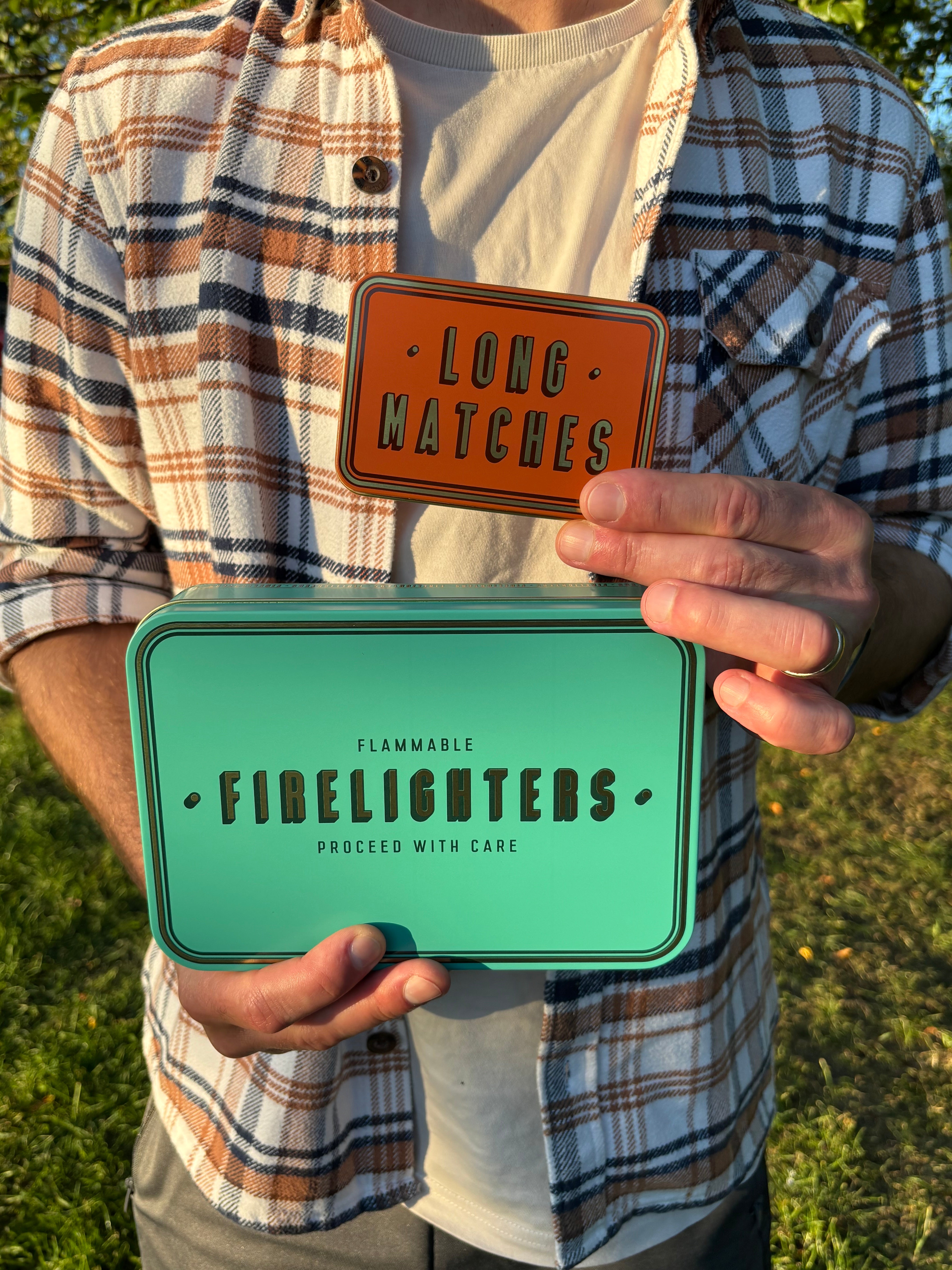 Firelighters Storage Tin - Teal, Rust or Putty