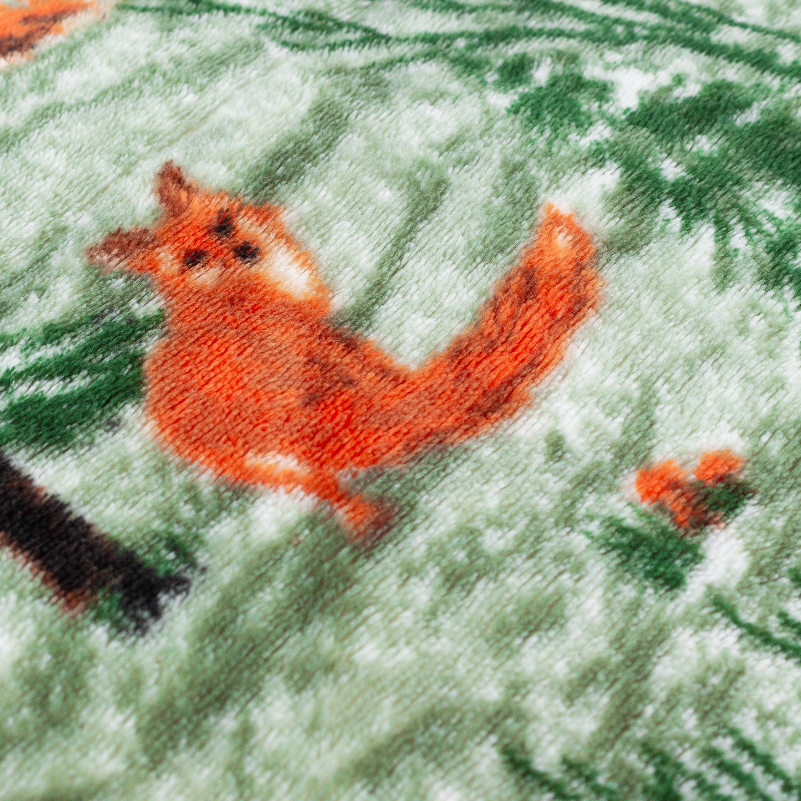 Lodge Wood Sherpa Fleece Throw Oak Green
