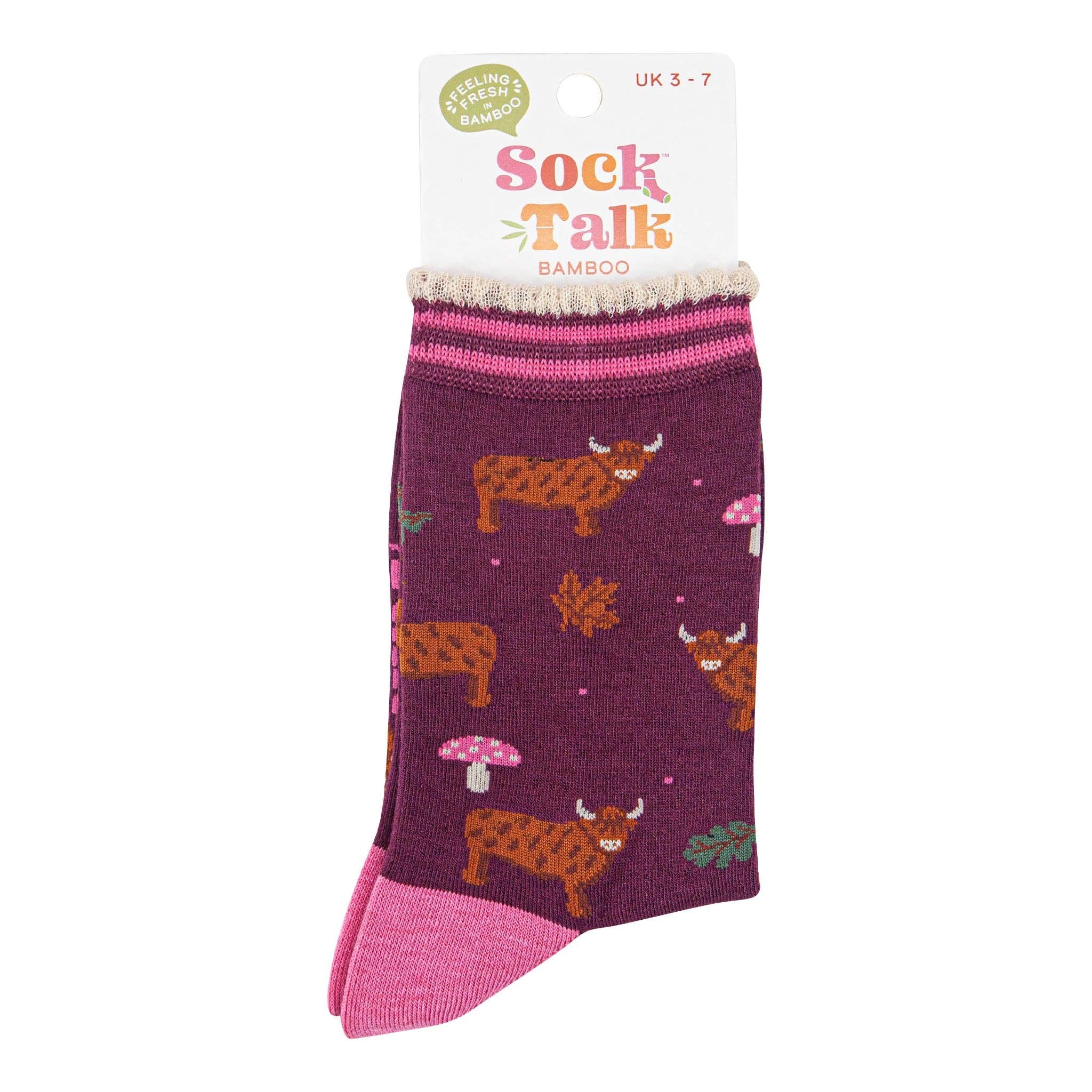 Highland Hideaway Bamboo Socks - Berry/Cream,