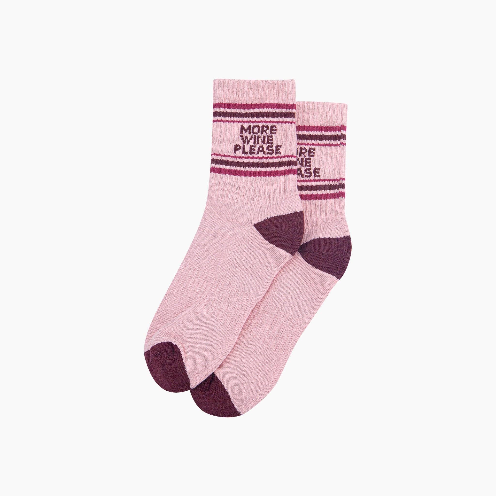 More Wine Please Bamboo Socks - Pink/Burgundy