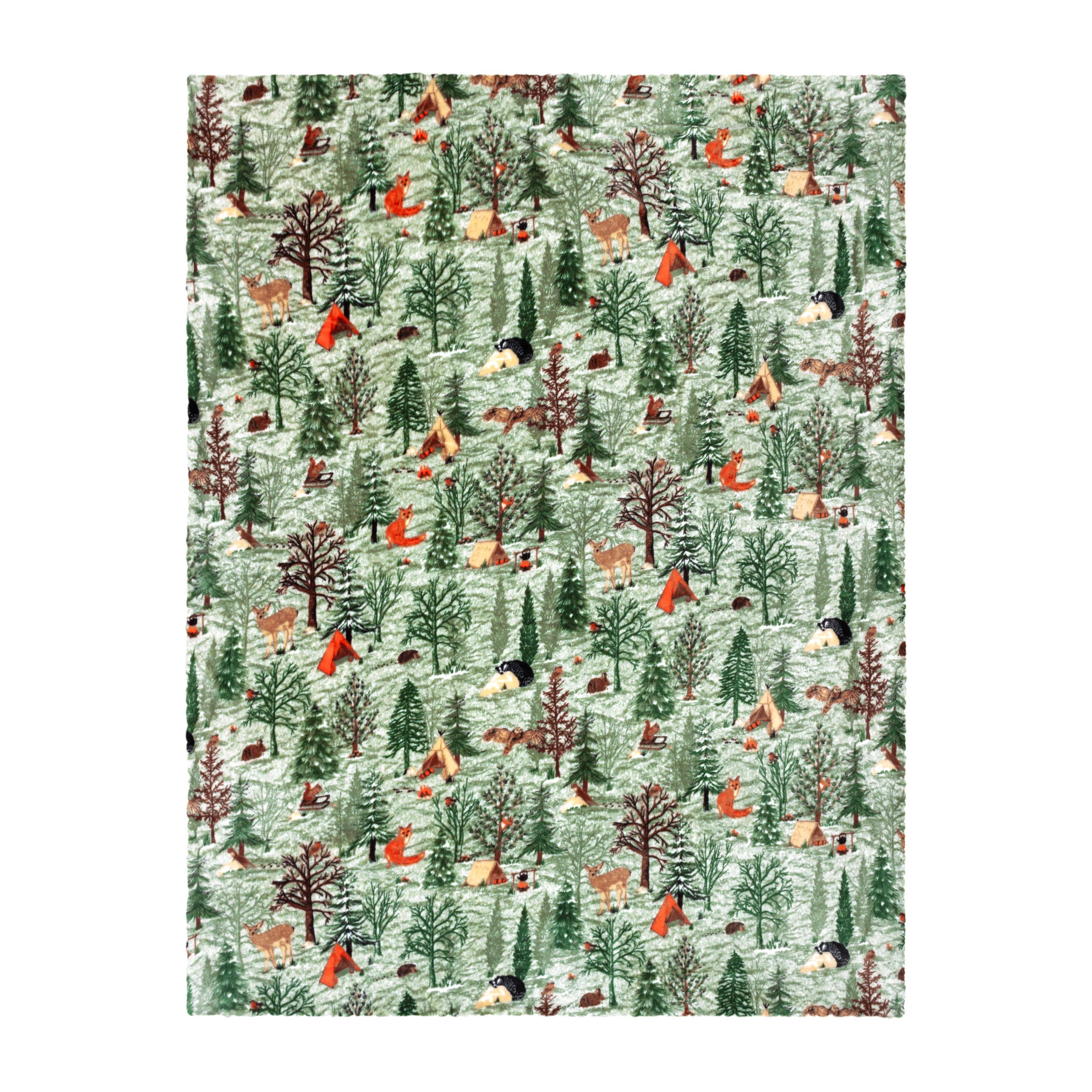 Lodge Wood Sherpa Fleece Throw Oak Green