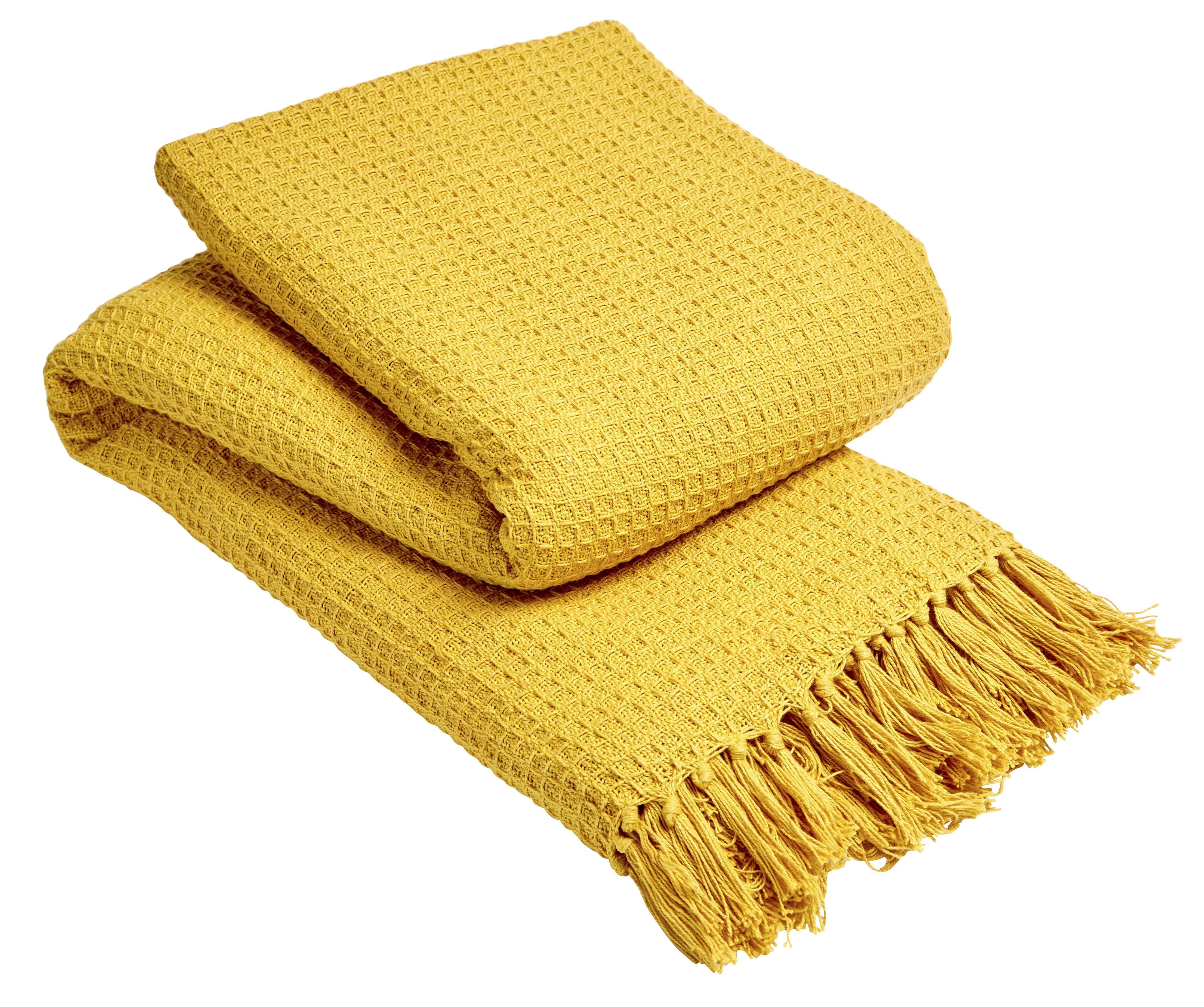 Pure Cotton Honeycomb Throw - Various Colours