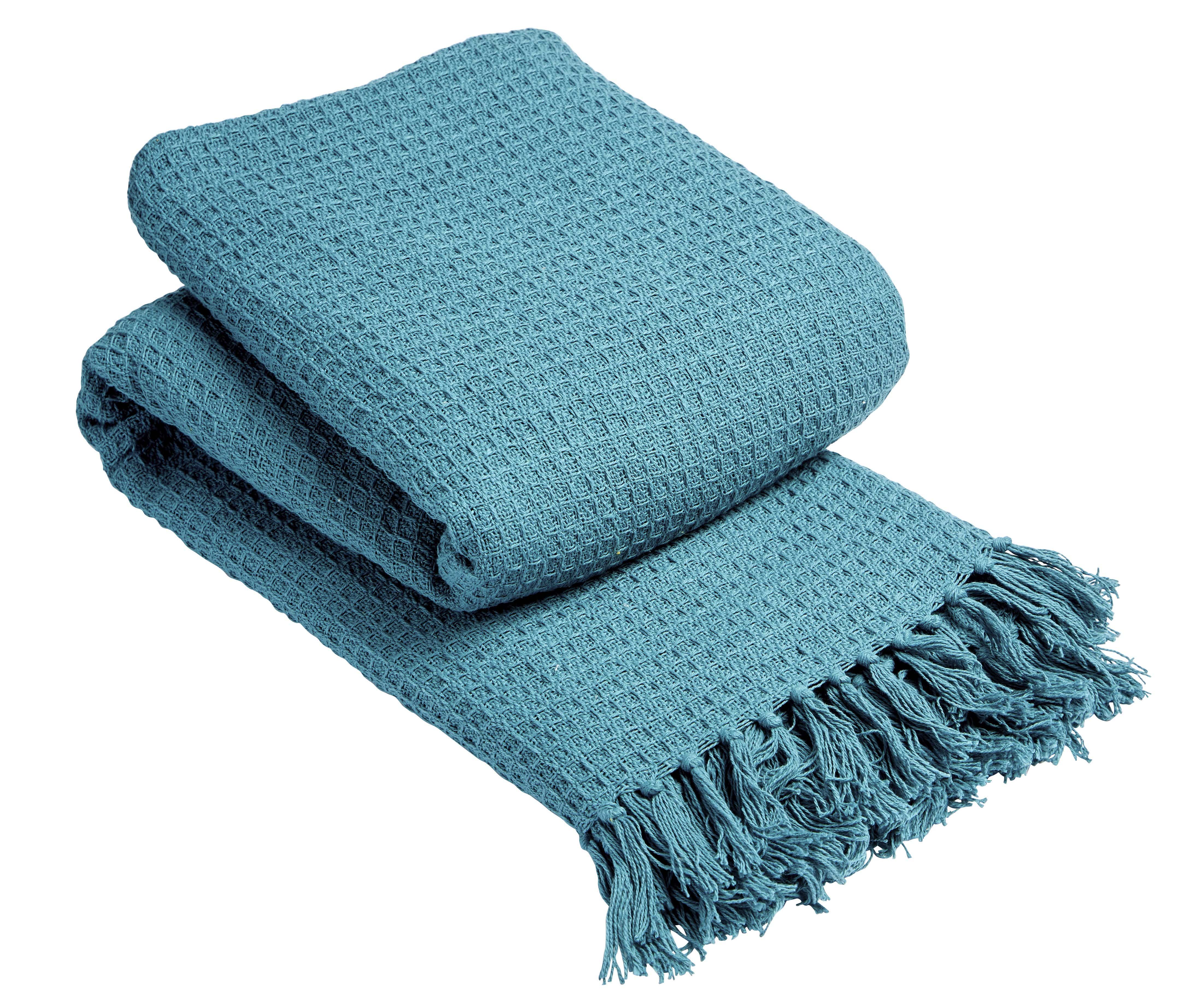 Pure Cotton Honeycomb Throw - Various Colours