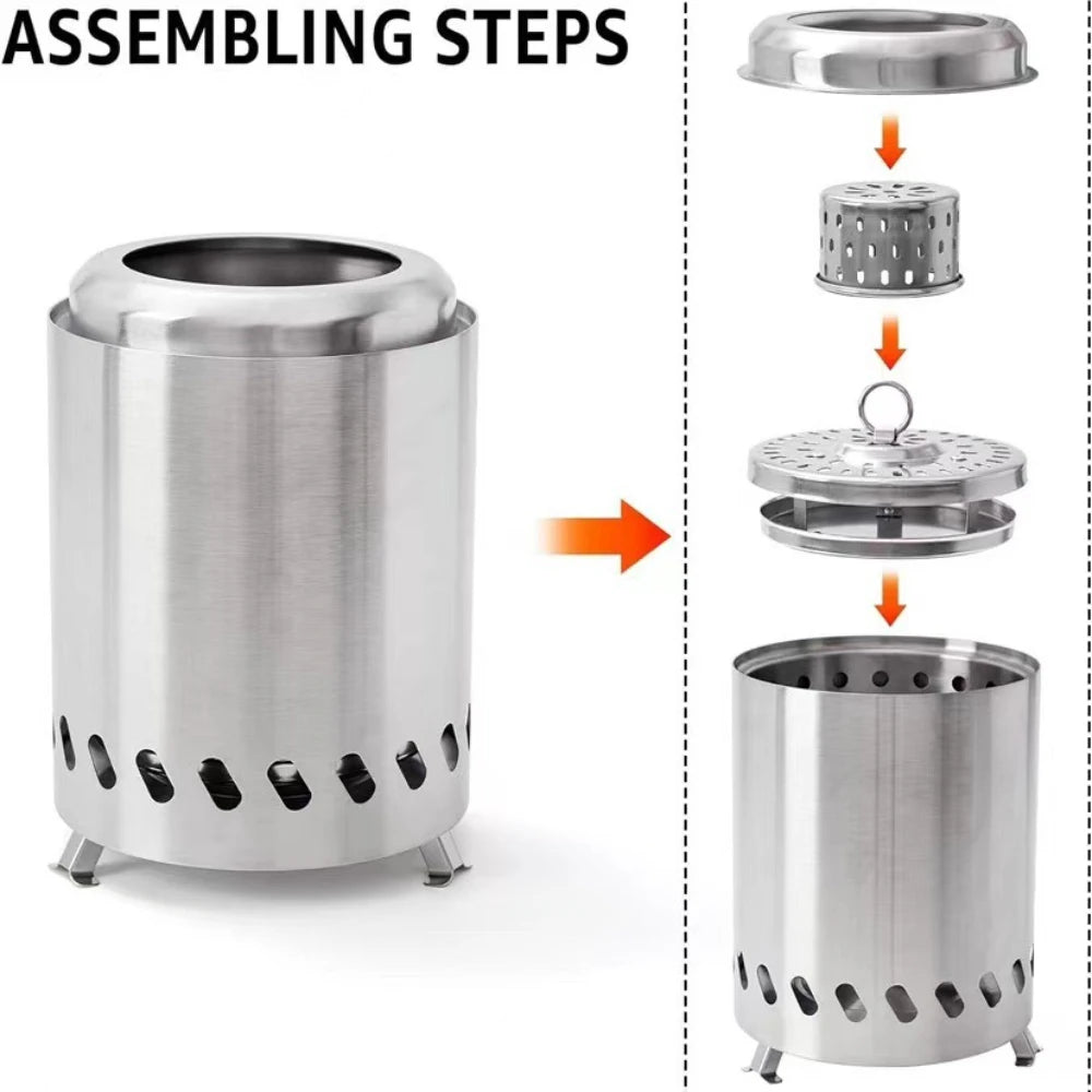Portable Stainless Steel Firepit | Foldable Legs Camper Fire Pit | The Van Haven