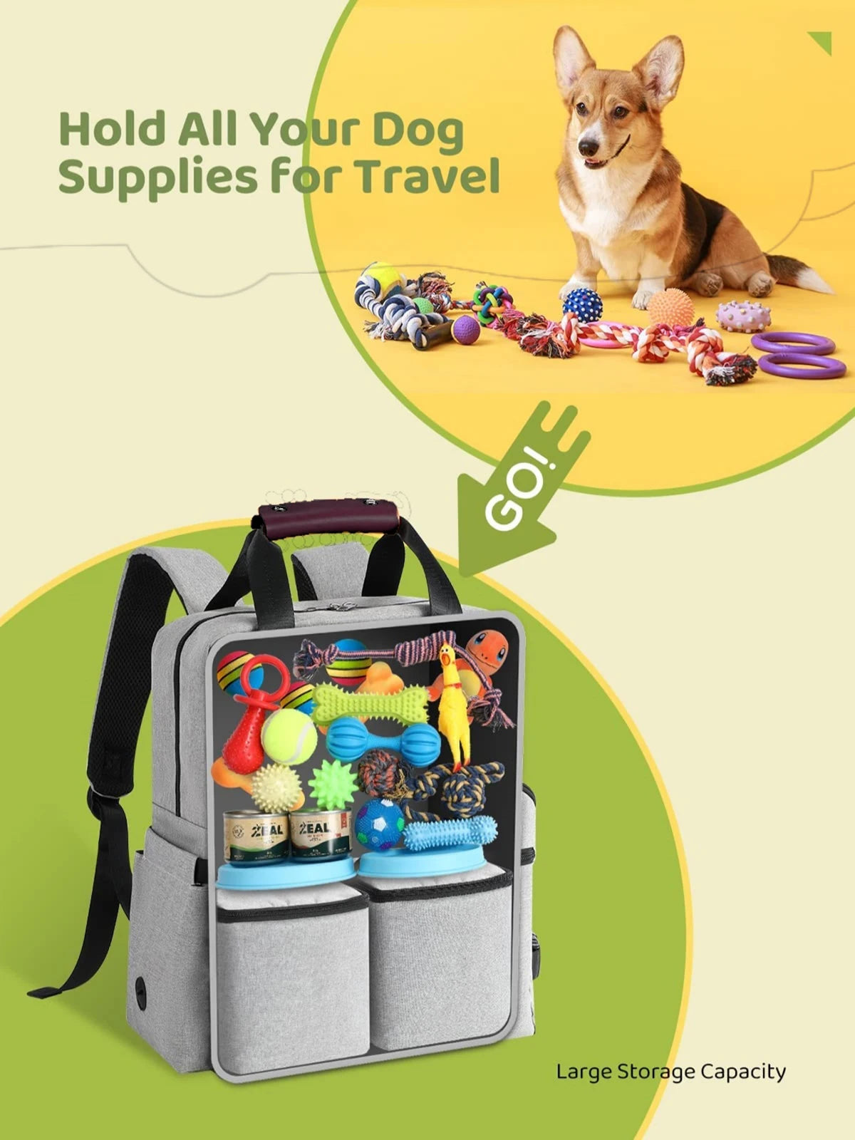 Dog Travel Bag & Pet Organiser Backpack