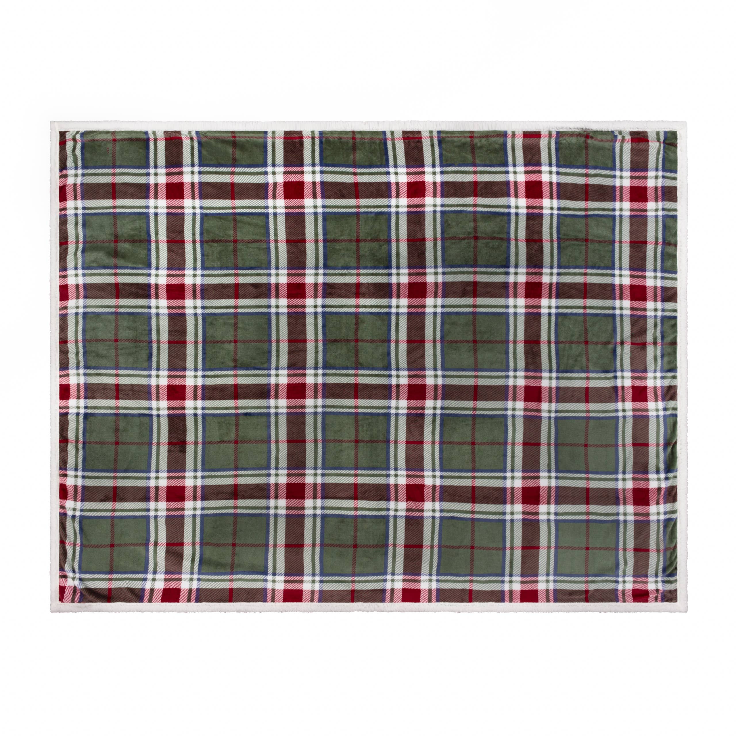 Braemar Check Sherpa Fleece Throw Berry/Pine