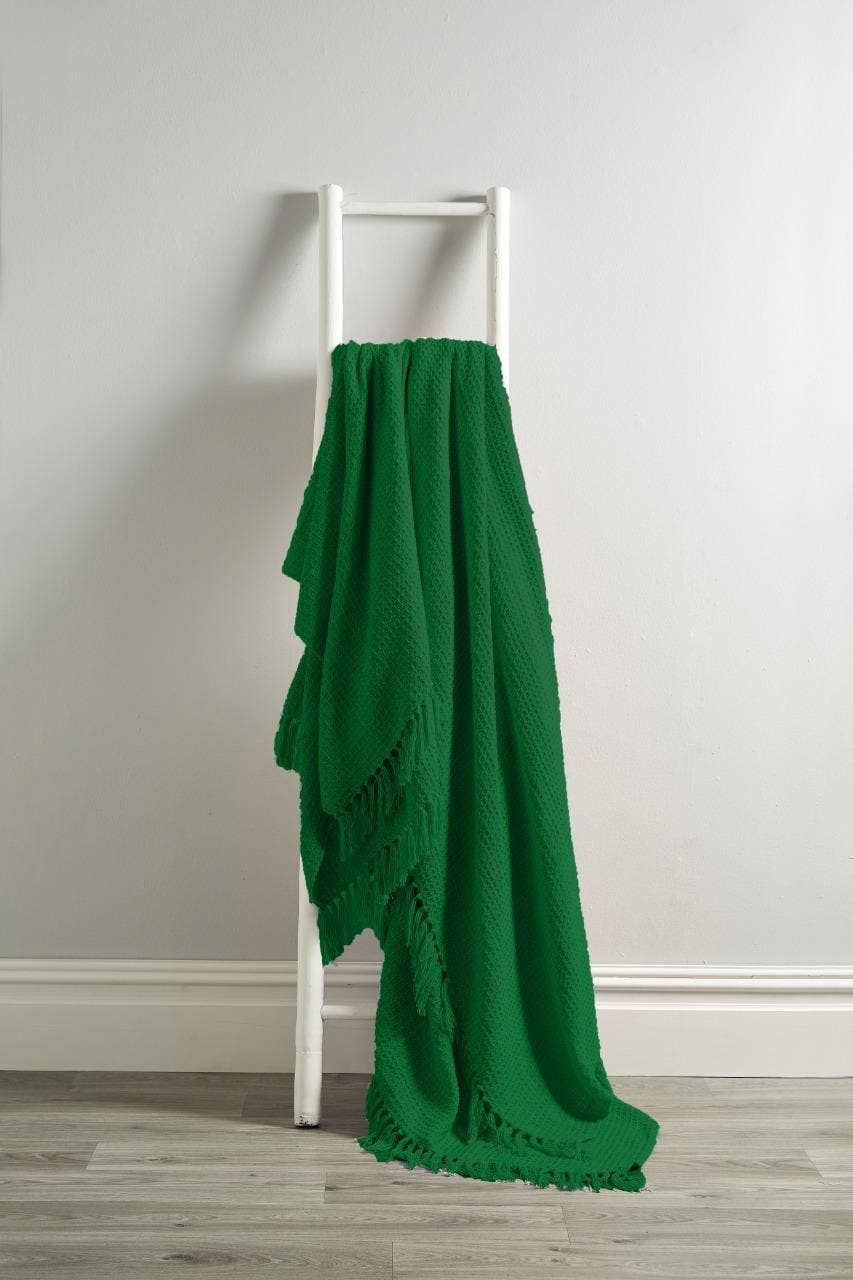 Pure Cotton Honeycomb Throw - Various Colours