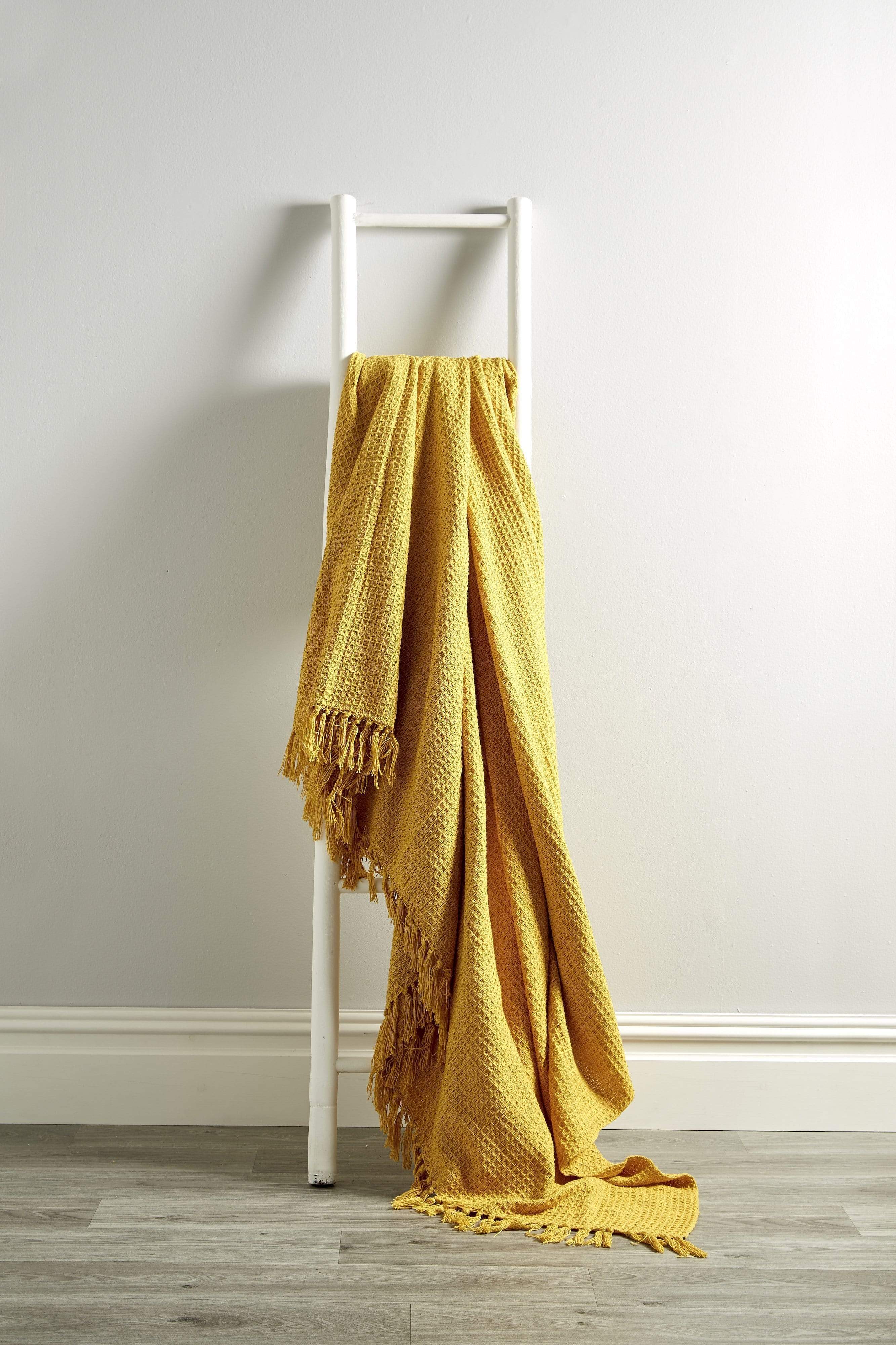 Pure Cotton Honeycomb Throw - Various Colours