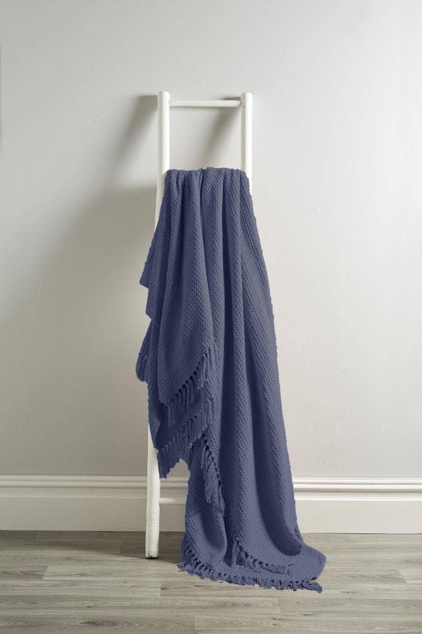 Pure Cotton Honeycomb Throw - Various Colours