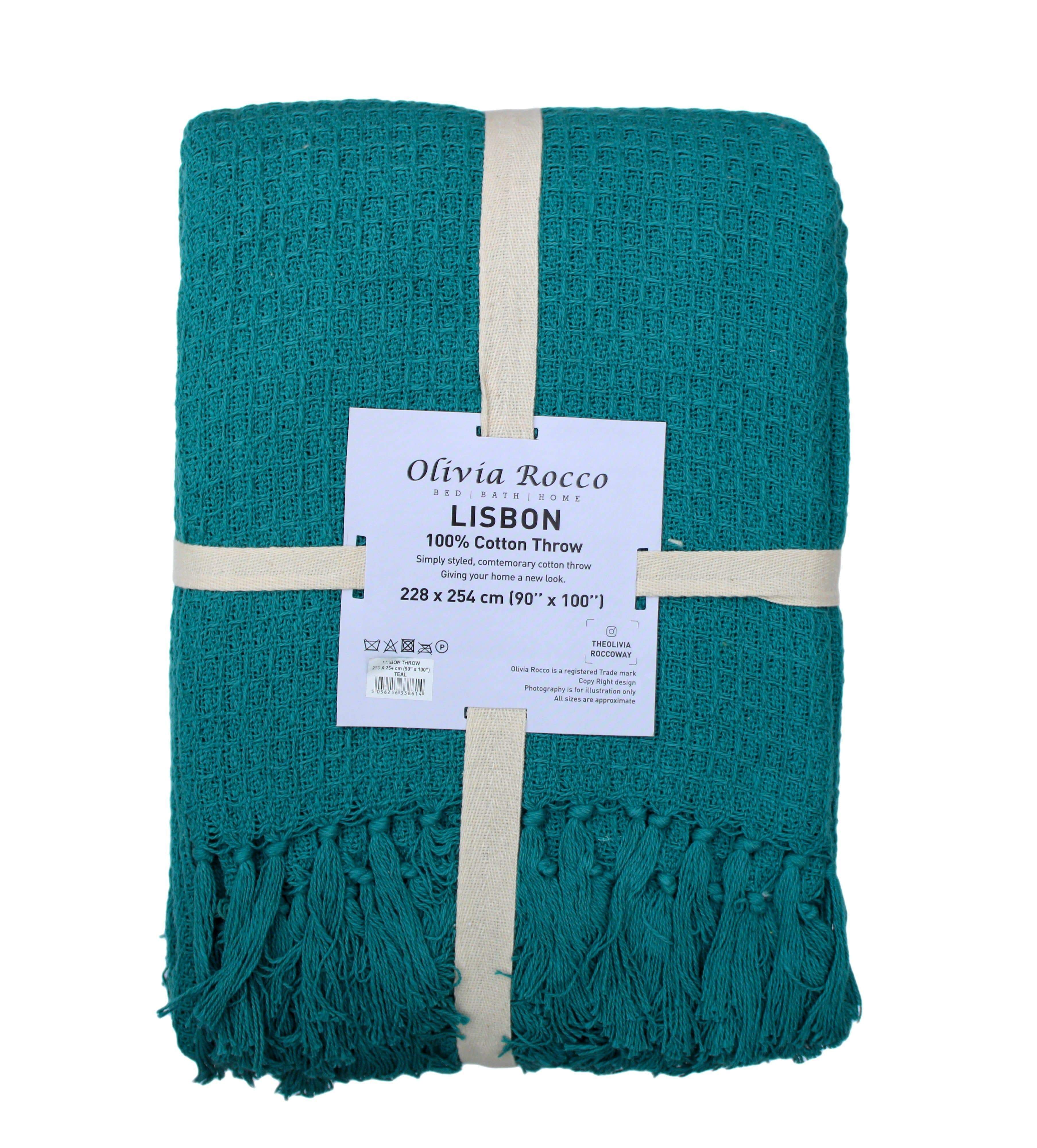 Pure Cotton Honeycomb Throw - Various Colours