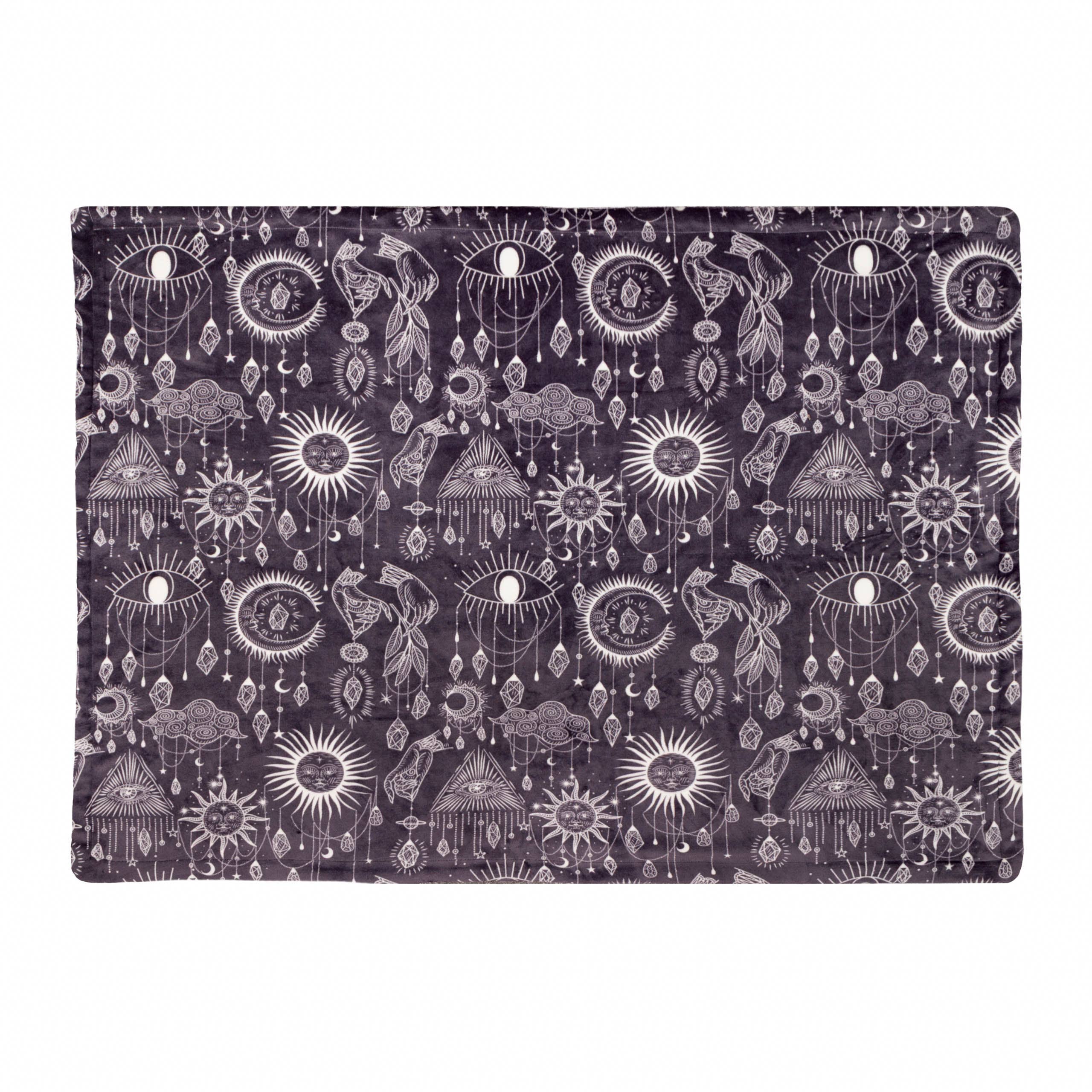 Constellation Printed Sherpa Fleece Throw Charcoal Cream