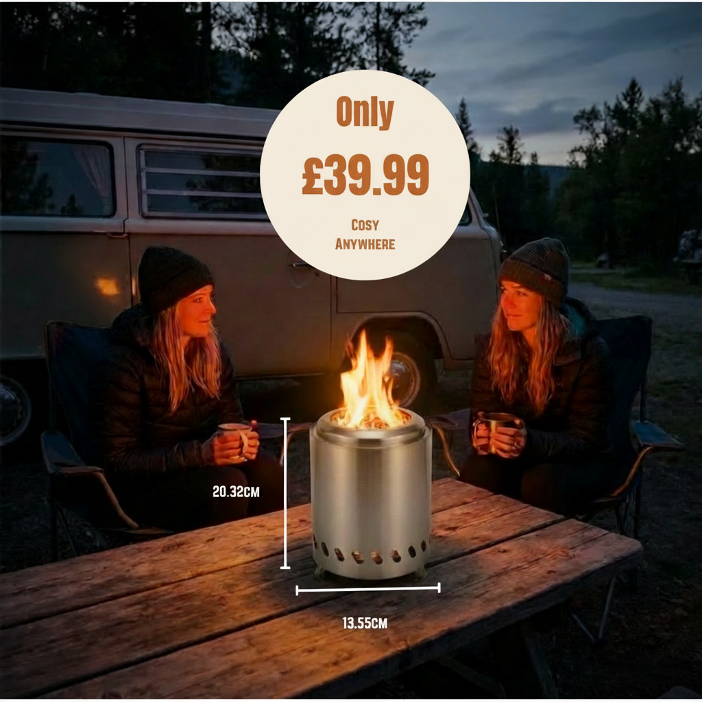 Portable Stainless Steel Firepit | Foldable Legs Camper Fire Pit | The Van Haven